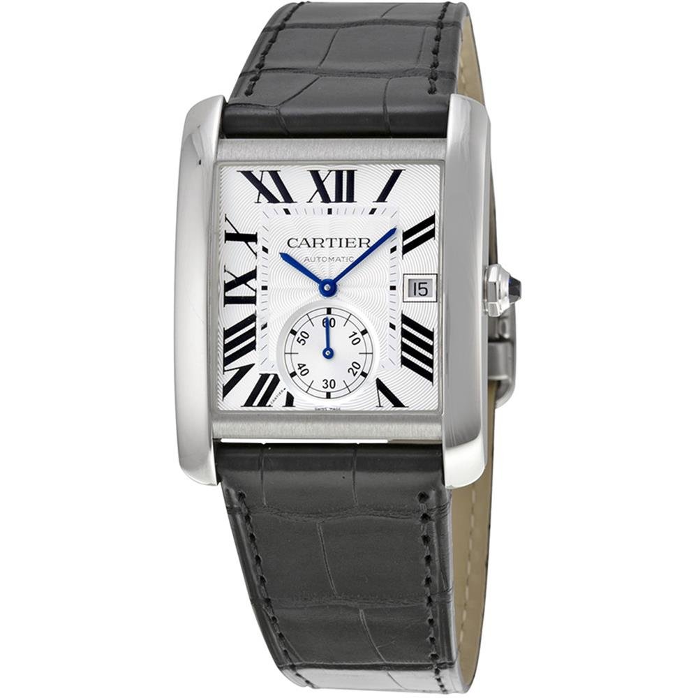 CARTIER MEN'S TANK MC BLACK LEATHER BAND STEEL CASE AUTOMATIC WATCH W5330003