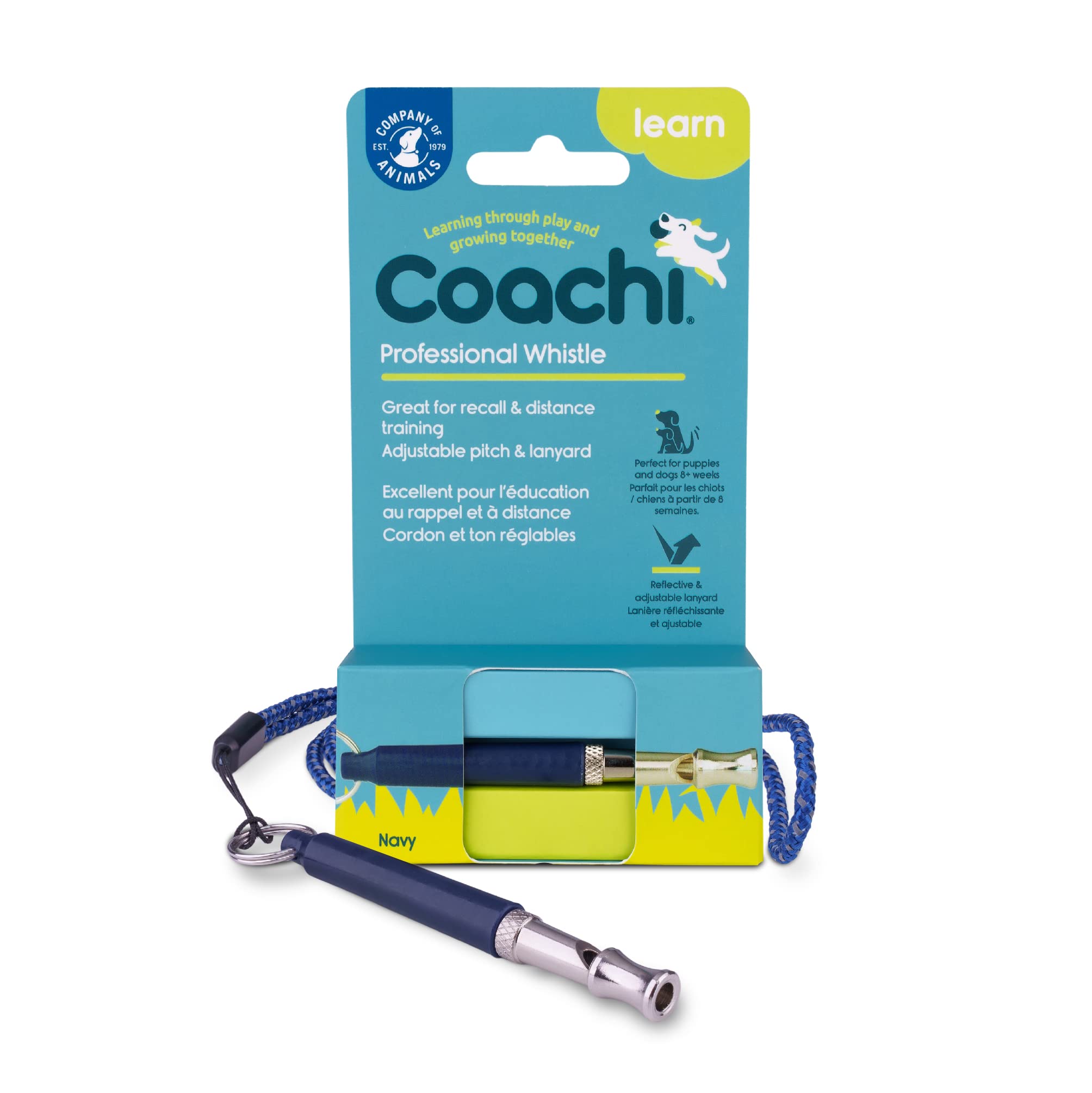 Coachi Professional Whistle, Adjustable Pitch, High Pitch, Recall Training, Lightweight & Compact, Adjustable Reflective Lanyard, Sensitive Dogs, Suitable for Dog & Puppy Training