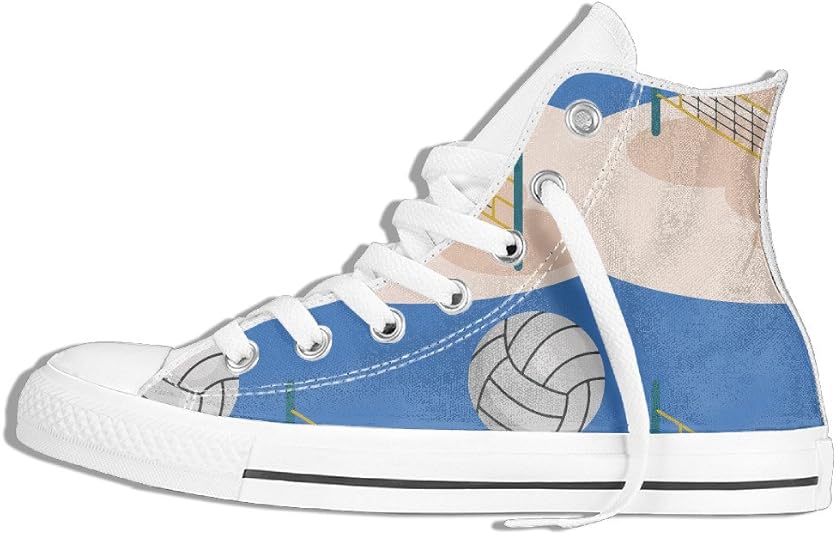 Fshoes VV Beach Volleyball Design High-top Canvas Shoes Board Shoes Unisex 44 White: Amazon.ca 