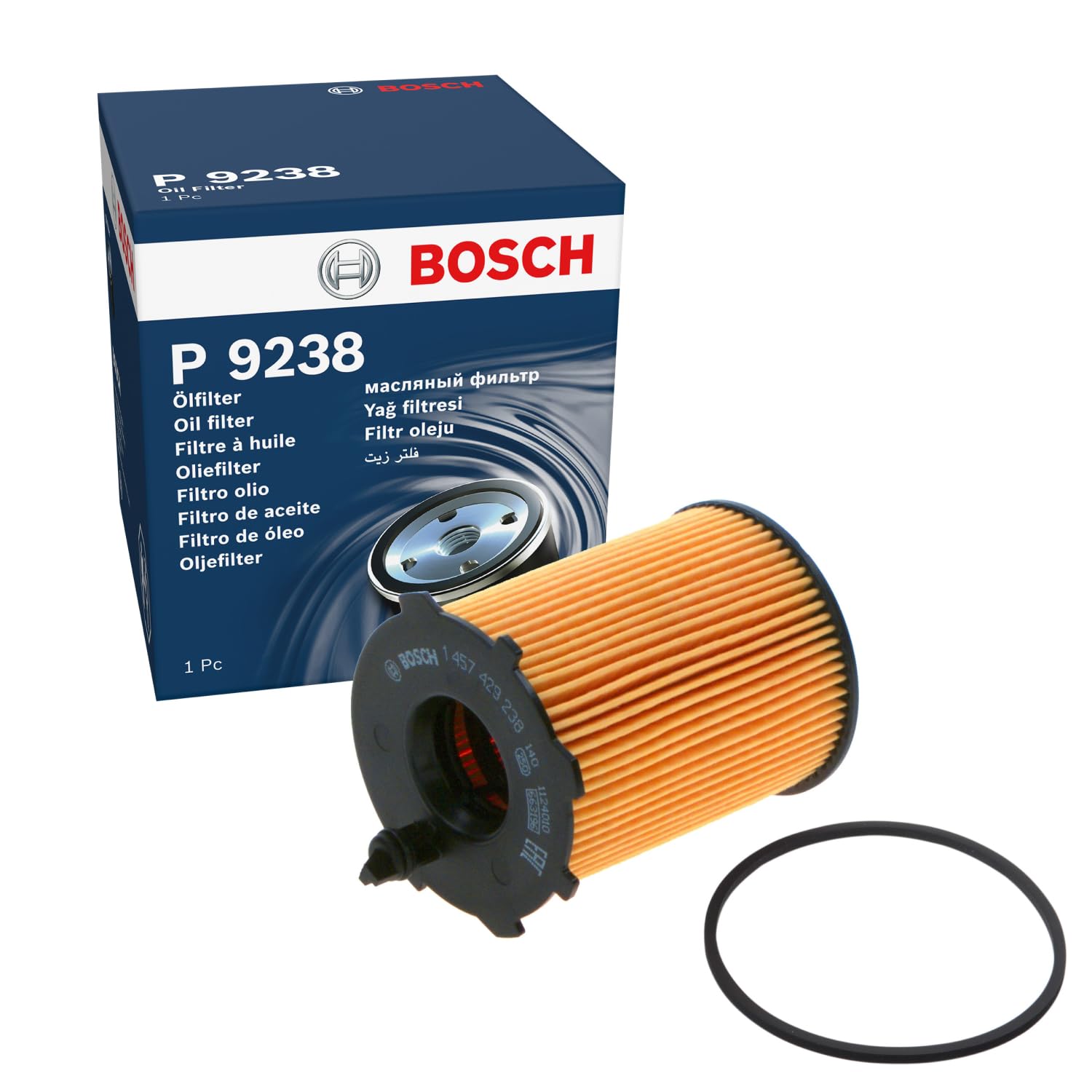 Bosch P9238 Car Oil Filter - Separates Soot and Metal Particles from Engine Oil - Provides Reliable Engine Lubrication