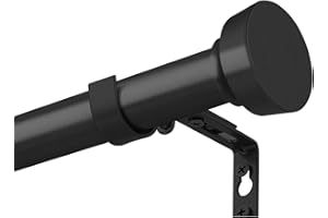 YAJUXIU Rustic Curtain Rod, Industrial Curtain Rods for Windows 66 to 120 Inches, Blackout Wrap Around Curtain Rod, for Indoor and Outdoor, Simple Modern Design, 30 to 120 Inches, Black