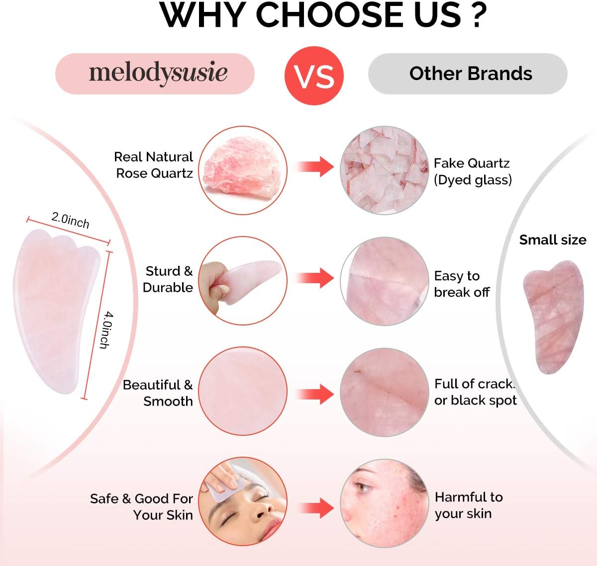 MelodySusie Gua Sha Tool- Scraping Massage Tool for Facial and Body,100% Natural Rose Quartz Stone Gua Sha Board for Anti-Aging,Facial Slimming,Acupuncture Treatment,Pack of 3: Health & Personal Care