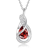 FANCIME TimelessTie Birthstone Necklace for Women White Gold Plated Sterling Silver Ribbon Design Jewelry Knot Pendant Fine Jewelry Gemstone Anniversary Birthday Graduation Mothers Day Gifts for Women Wife Mother Her