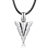 MANBU Sterling Silver Urn Necklace for Men: Arrowhead Memorial Pendant Cremation Ash Jewelry Bereavement Keepsakes Gift for Loss of a Loved One