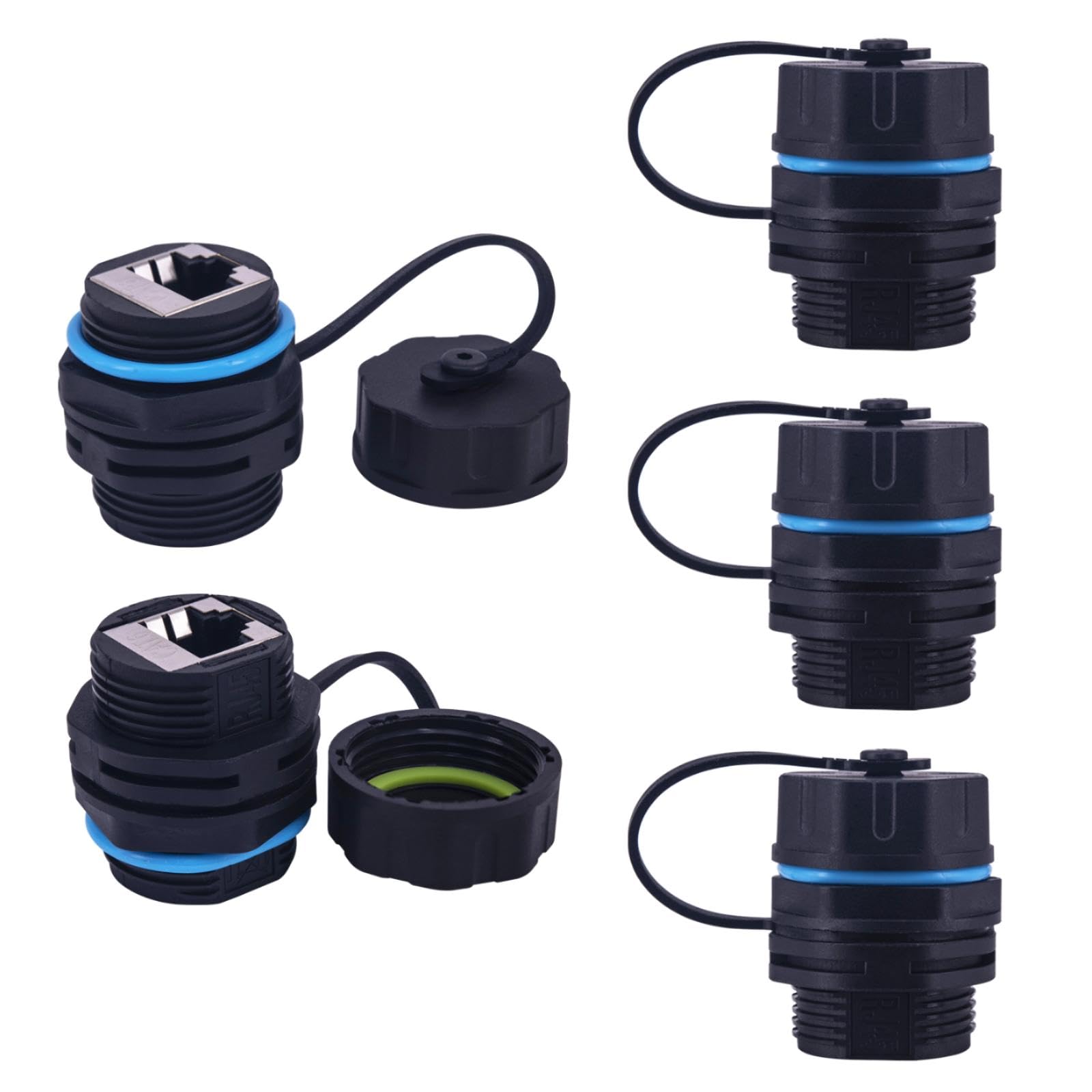 Photo 1 of Waterproof CAT6 RJ45 Panel Mount Coupler,Lonlonty IP68 Shielded Industrial Panel Mount Bulkhead Ethernet LAN Pass Through Connector,Female to Female Feed Thru Coupler RJ45 Waterproof Connector 5PACK
