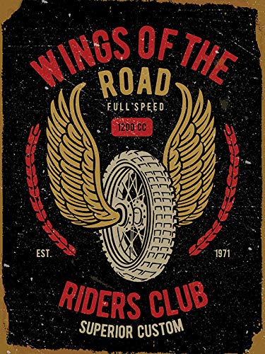 Small (150 x 200mm) Metal Sign - Wings of the Road - Riders Club