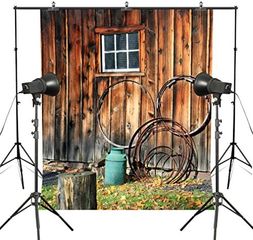 Fotoo 5x7ft Village Wooden Wall Autumn Scenery Landscape Vinyl Photography Backgrounds Studio Props
