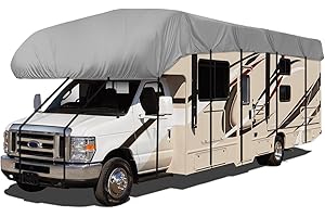 LEZZYRUCK 420D RV Caravan Roof Cover, Heavy Oxford Foldable Roof Protection Tarpaulin for Motorhome Against Dust, Moisture and UV Radiation, with Windproof Side-Straps and Buckles (295X122inch) (24.5x10ft)