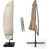Porch Shield Patio Umbrella Cover - Outdoor Waterproof Garden Offset Banana Parasol Cover Fits Cantilever Offset Umbrella 7.5-11.5 Feet, Beige