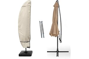 Porch Shield Patio Umbrella Cover - Outdoor Waterproof Garden Offset Banana Parasol Cover Fits Cantilever Offset Umbrella 12-14 Feet, Beige
