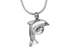 COCO Park Dolphin Pet Cremation Necklace 316L Steel Memorial Keepsake for Ashes Urn Pendant Jewelry