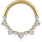 FINE4U 1PC ASTM F136 Titanium Nose Ring Hoop 16G 8mm 10mm for Daith, Septum