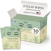 Dr. Tom's Blends 30pc Tea Tree Oil Eyelid & Lash Wipes - For Dry & Itchy Eyes, Individually Wrapped Eyelash Wipes, Makeup Remover & Daily Eye Cleanser