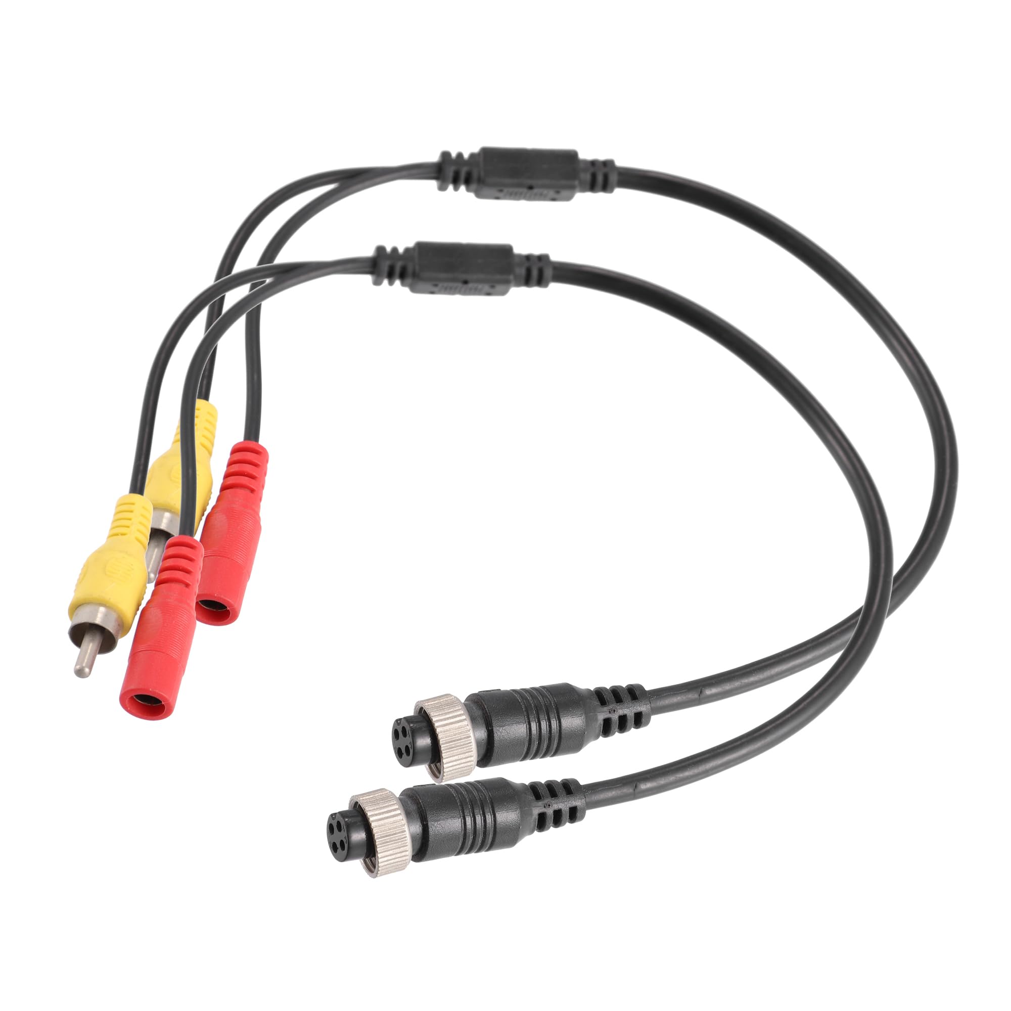 Hihaha Auto Camera Adapter M12 4-Pin Female to RCA AV Male DC Female/2 Pcs