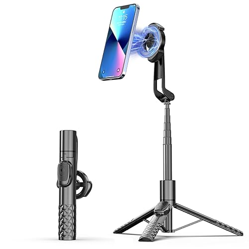 ZZR SEVEN Tripod for iPhone, Selfie Stick for iPhone with Remote, Phone Stand Tripod for Recording,Compatible with All Cell Phone and Camera, A67P-C (52")