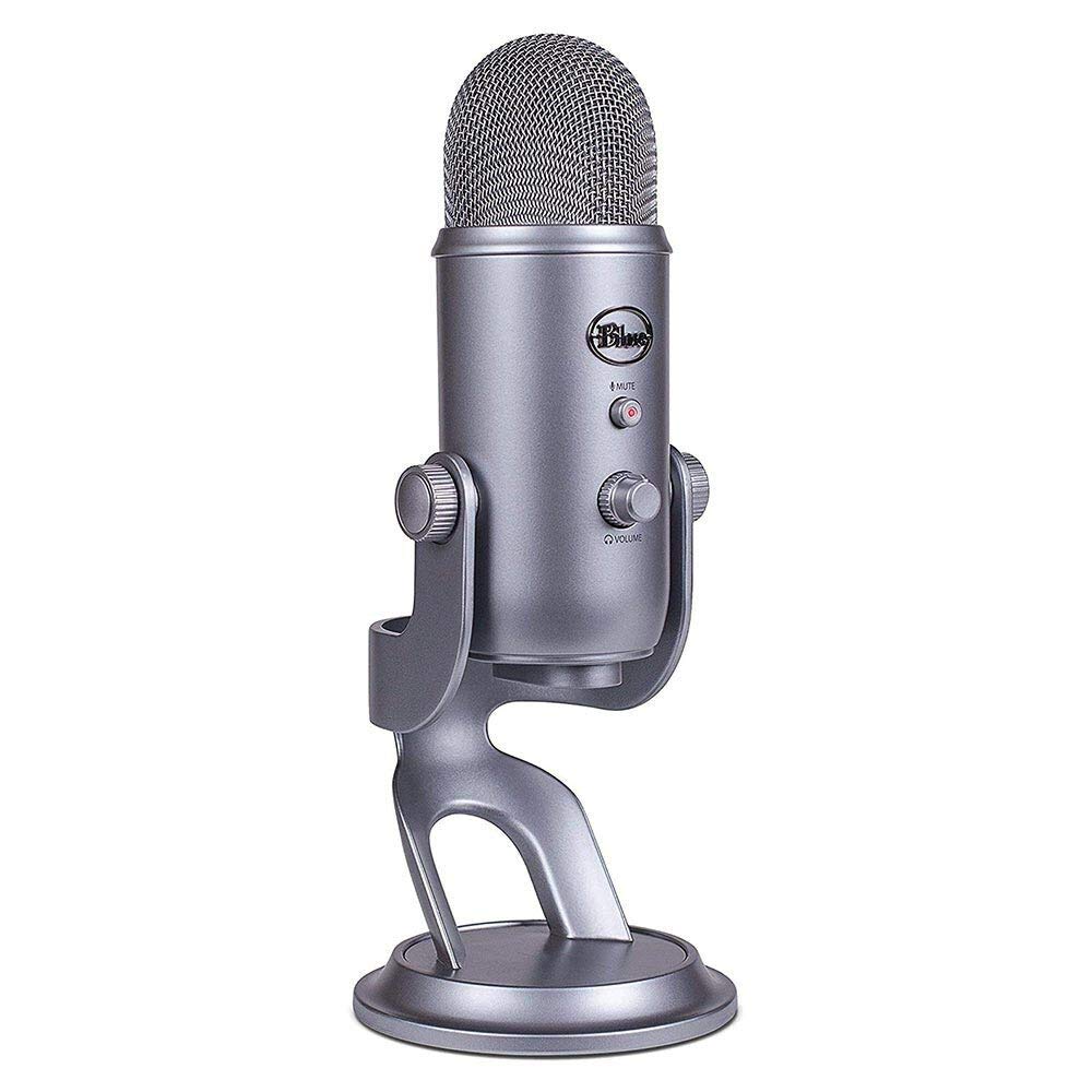 Blue Yeti USB Microphone for PC, Mac, Gaming, Recording, Streaming, Podcasting, Studio and Computer Condenser Mic with Blue VO!CE effects, 4 Pickup Patterns, Plug and Play – Grey