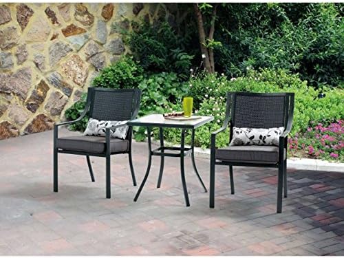 Modern and Contemporary Backyard and Outdoor Patio Bistro Wicker Set Collection (All Sizes) with Bonus Basically Simple Storage Bin (3-pc Set, Mainstays Alexdra Square (Grey))