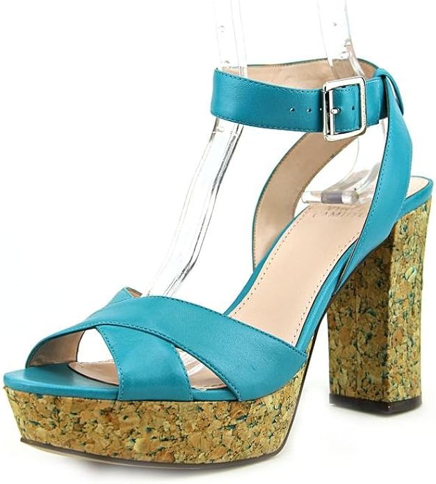 teal platform sandals