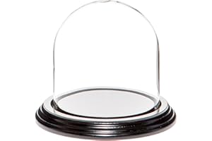 Plymor 4" x 4" Glass Display Dome Cloche (Black Wood Veneer Base)
