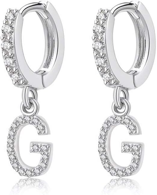 Hedoné Letter G Earrings Initial Alphabet Pendants with Cubic