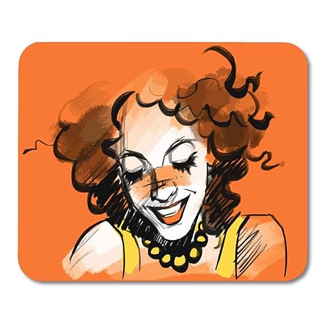 Amazoncom Mouse Pad Beautiful Smiling Woman Face Curly