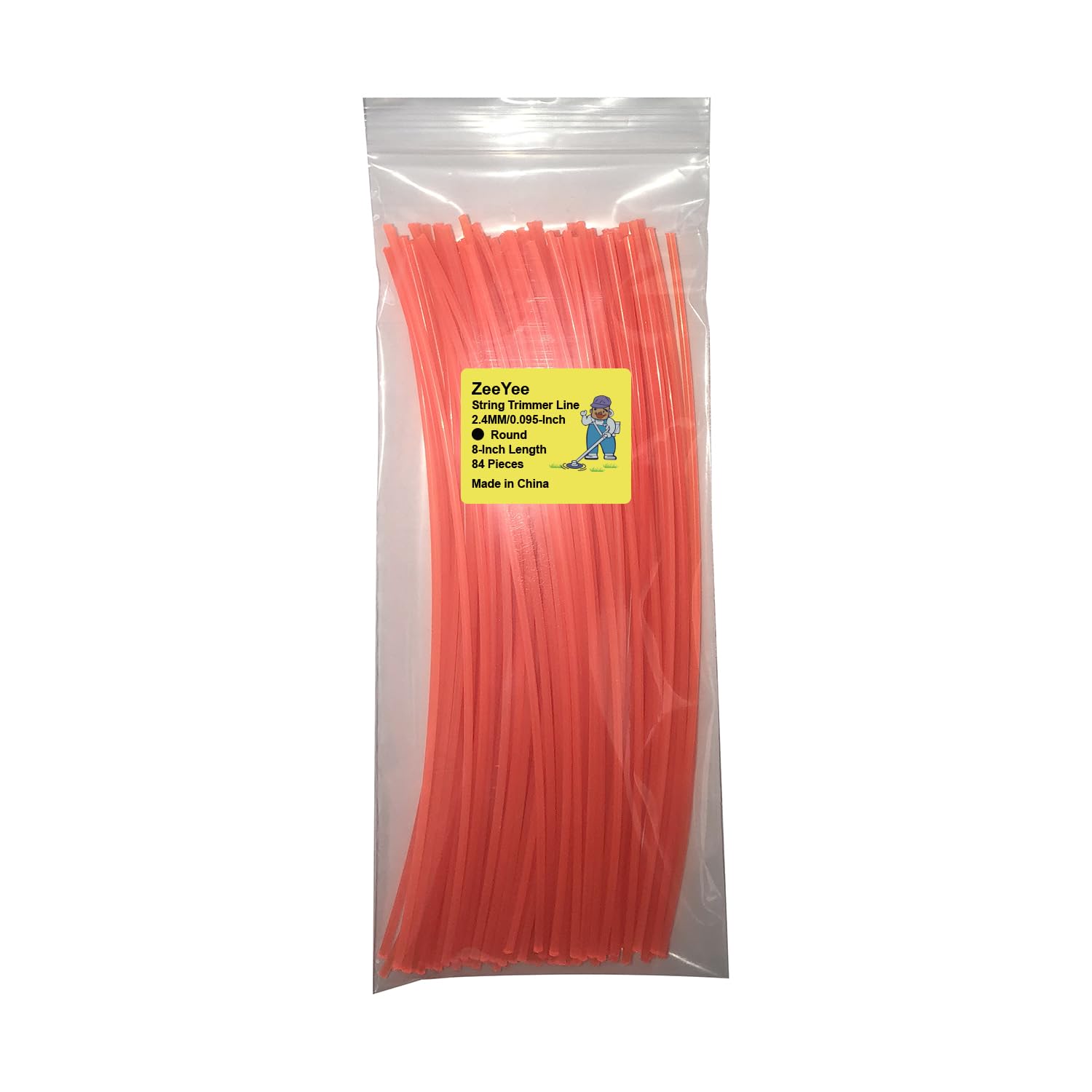 ZeeYee 84 Pieces Precut Round 2.4mm by 20cm Length Grass Trimmer Line Orange