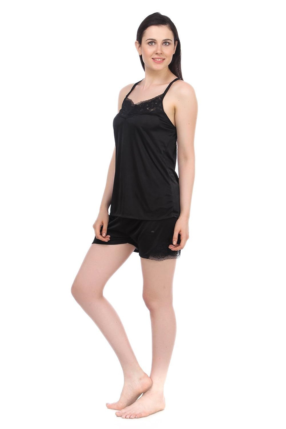 fasense women satin nightwear nightsuit top & shorts set dp041