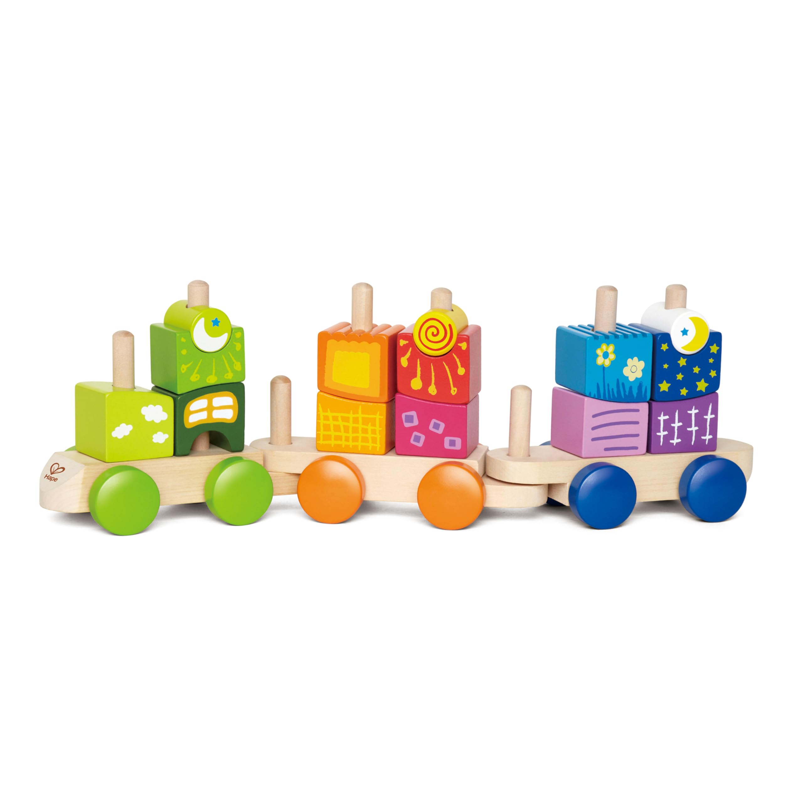 Hape E0417 Fantastia Train - Wooden Building Blocks Train, multicoloured
