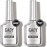 GAOY 16ml 2 Pcs Glassy Gel Top Coat and Base Coat Set,No Wipe Foundation Combination for UV Light Cure Nail Polish