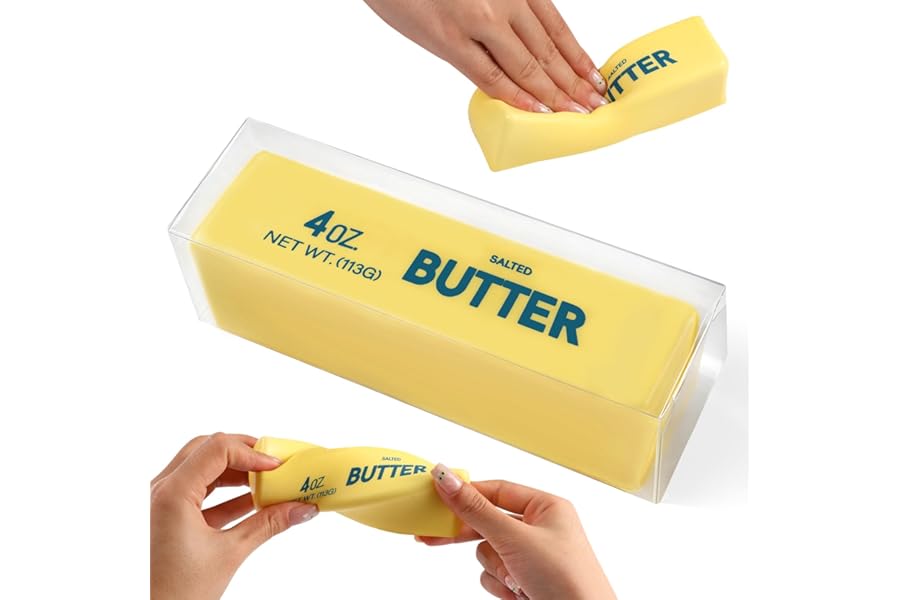 Butter Squishy Slow Rising Stress Relief Toy - New Realistic Butter Stick Squeeze, Soft PU Foam Fidget for Anxiety & Sensory Relief, Cute Desk Decor for Kids, Office, School & Daily Use