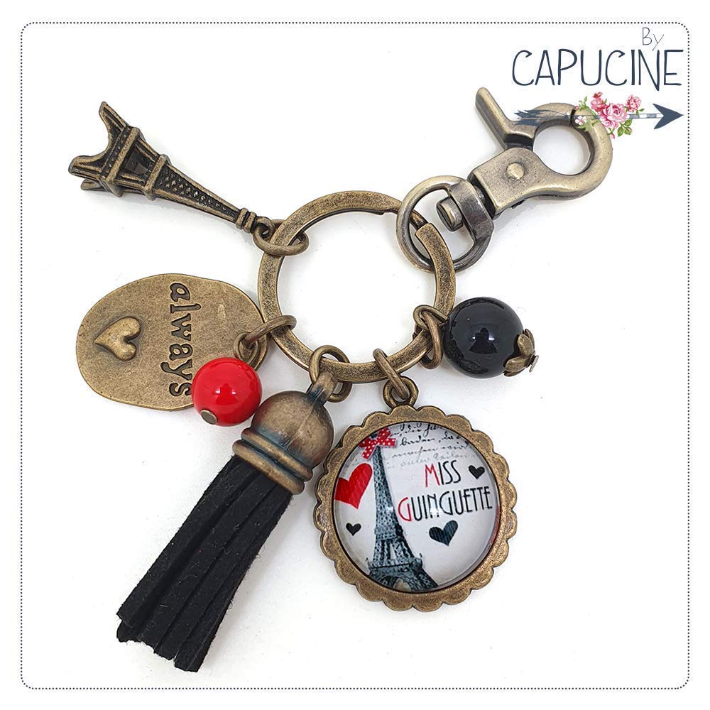 Porte-clés En Bronze Cabochon Fille Forêt - Longueur 41-45 Cm - Pochette Cadeau Offerte