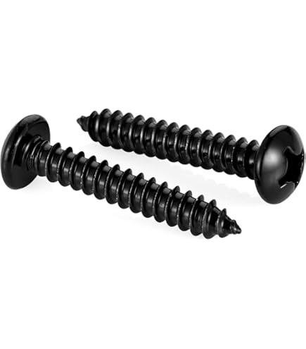 50-Pack Black Oxide Steel Sheet Metal Screws - 1/4-14 Thread Size, 1-1/4 Length | Type AB Point For Thin Metal