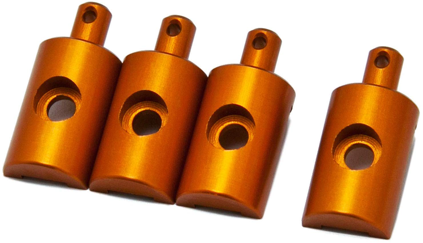 PrecisionGeek – Orange Tamiya Lunchbox Mounts,CNC Machined Aluminium Shock Mounts for Tamiya Lunchbox, Midnight Pumpkin, Monster Beetle – RC Upgrade Parts for Improved Suspension Strength - Set of 4