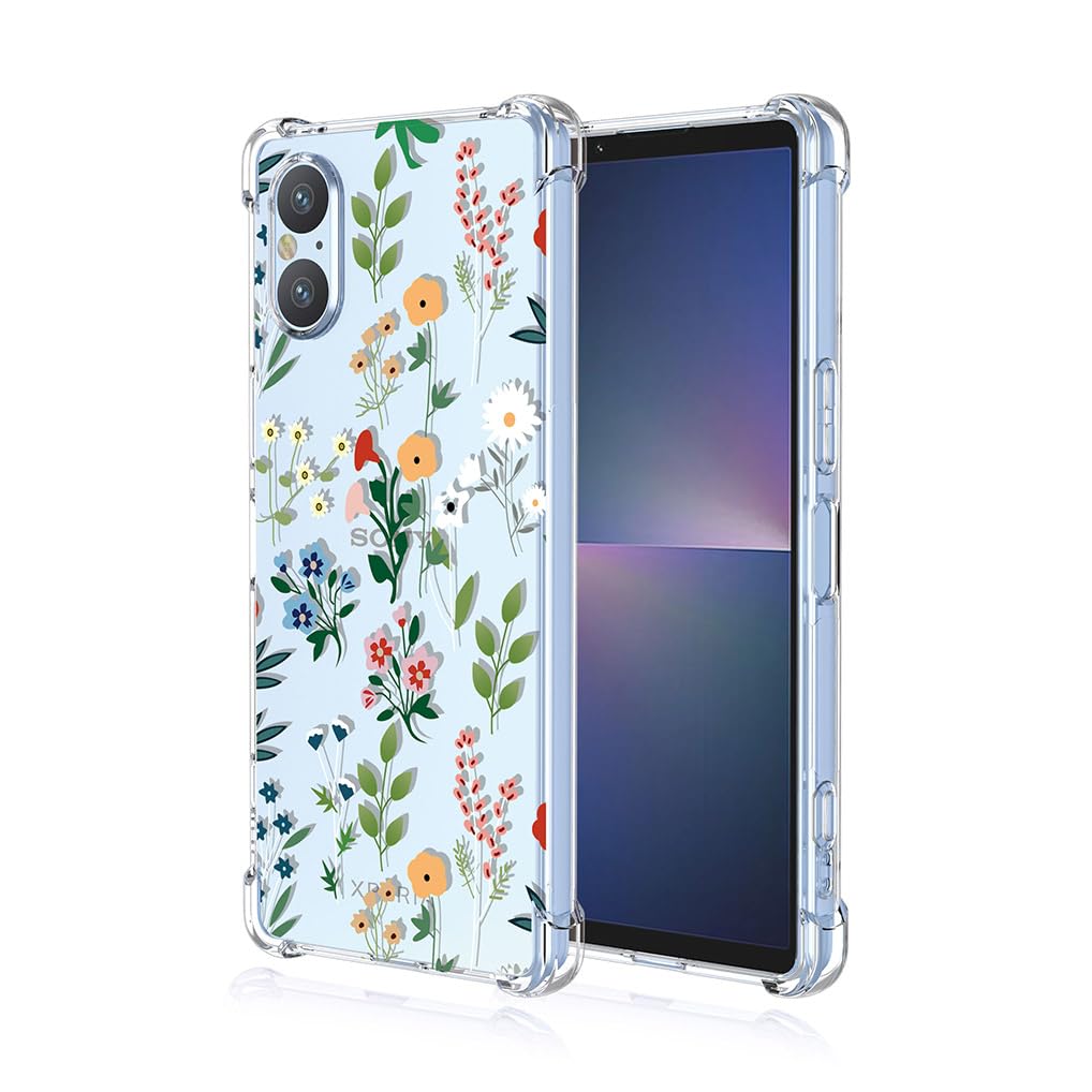 SEAHAI Case for Sony Xperia 5 V, Ultra Thin Soft Silicone Clear Back TPU Bumper Shockproof Cover Fashion Flowers Graphic Colorful Skin Slim Case - Colorful