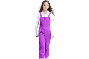 Boy Girl Snow Bibs Insulated Waterproof Overalls Kids Windproof Snowboard Winter Adjustable Ski Snow Bibs Pants with Pockets