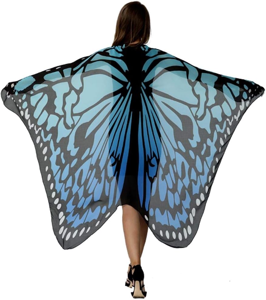 HITOP Butterfly Wings For Women, Butterfly Shawl Fairy Ladies Cape Nymph Pixie Costume Accessory