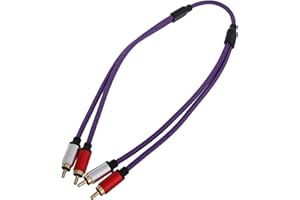 Homoyoyo 50cm Dark Violet RCA Male to Male Audio Cable 2-Pair Stereo Sound Wire for Tv Computer Speaker