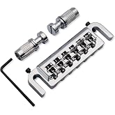 SAPHUE Wraparound Bridge Tailpiece Intonatable Combo Bridge Tailpiece for Solid-body Electric Guitar (Chrome)