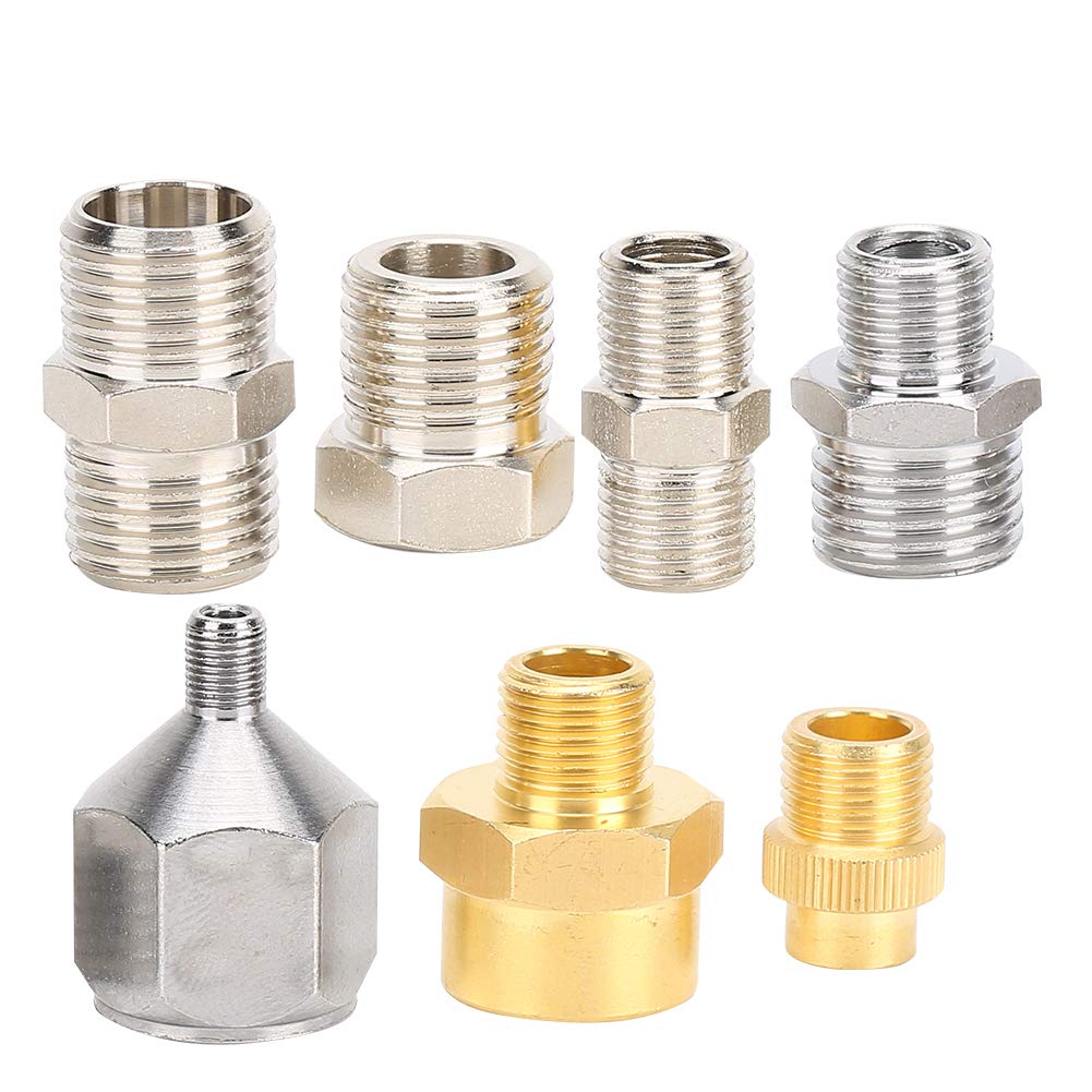 GAESHOW 7pcs Airbrush Adaptor Kit, 1/8in 1/4in BSP Connector for Compressor Airbrush Hose Quick Release Disconnect Fitting Connector Set Professional Air Compressor Supplies