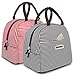 BALORAY Lunch Bag for Women Men Lunch Tote Bag Lunch Organizer Lunch Holder Lunch Container (Black+Red White Stripes)