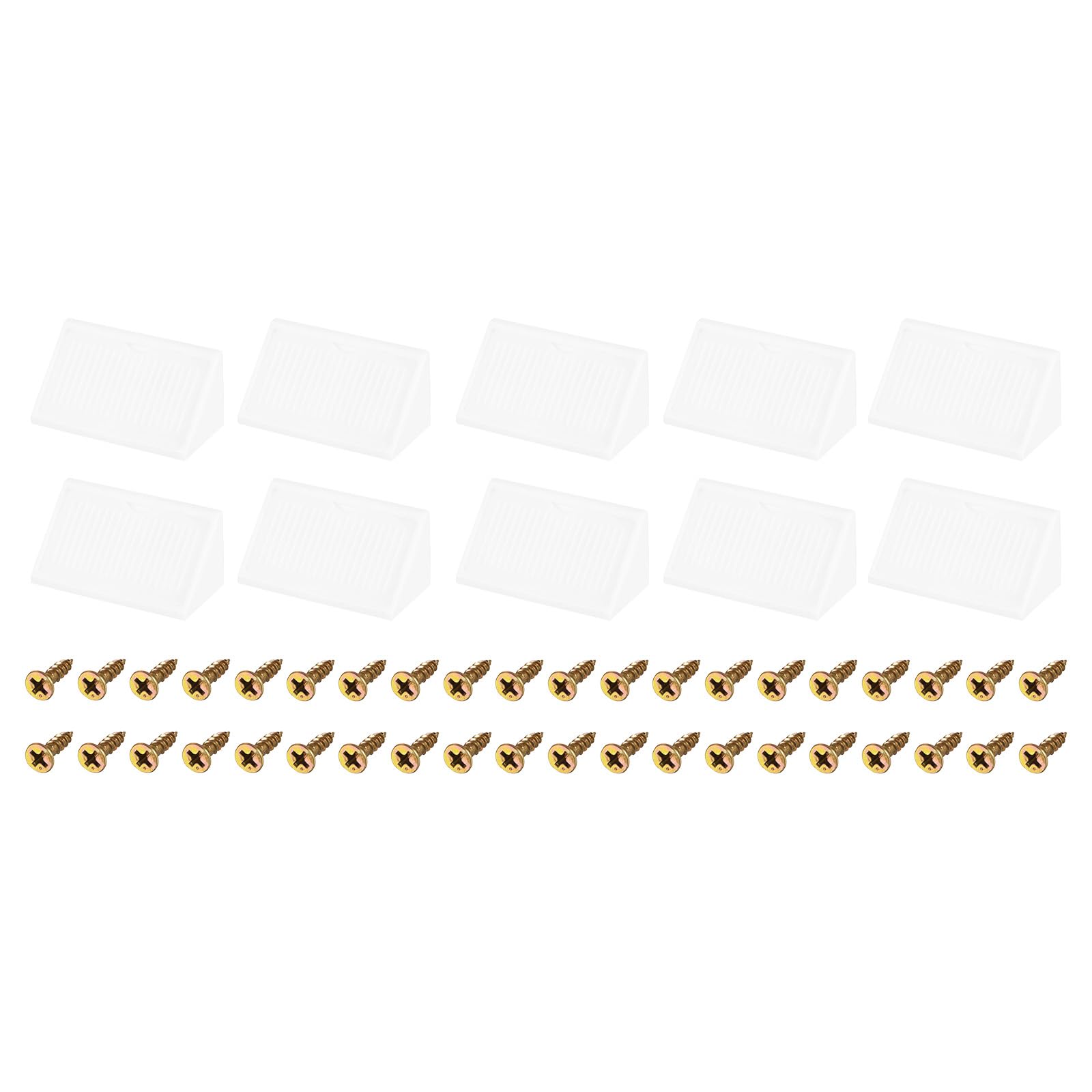 uxcell 10Pcs 90 Degree Plastic Corner Braces with Cover Cap, 41x19x19mm Nylon Shelf Right Angle Brackets with Screws for Cabinets, Cupboards (White)