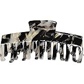 Emma Lily Cellulose Acetate French Hair Claw for Thin Hair, Gifts for Women, Black Tortoise Shell Claw Design—Ideal for Parties, Polished & Professional Look