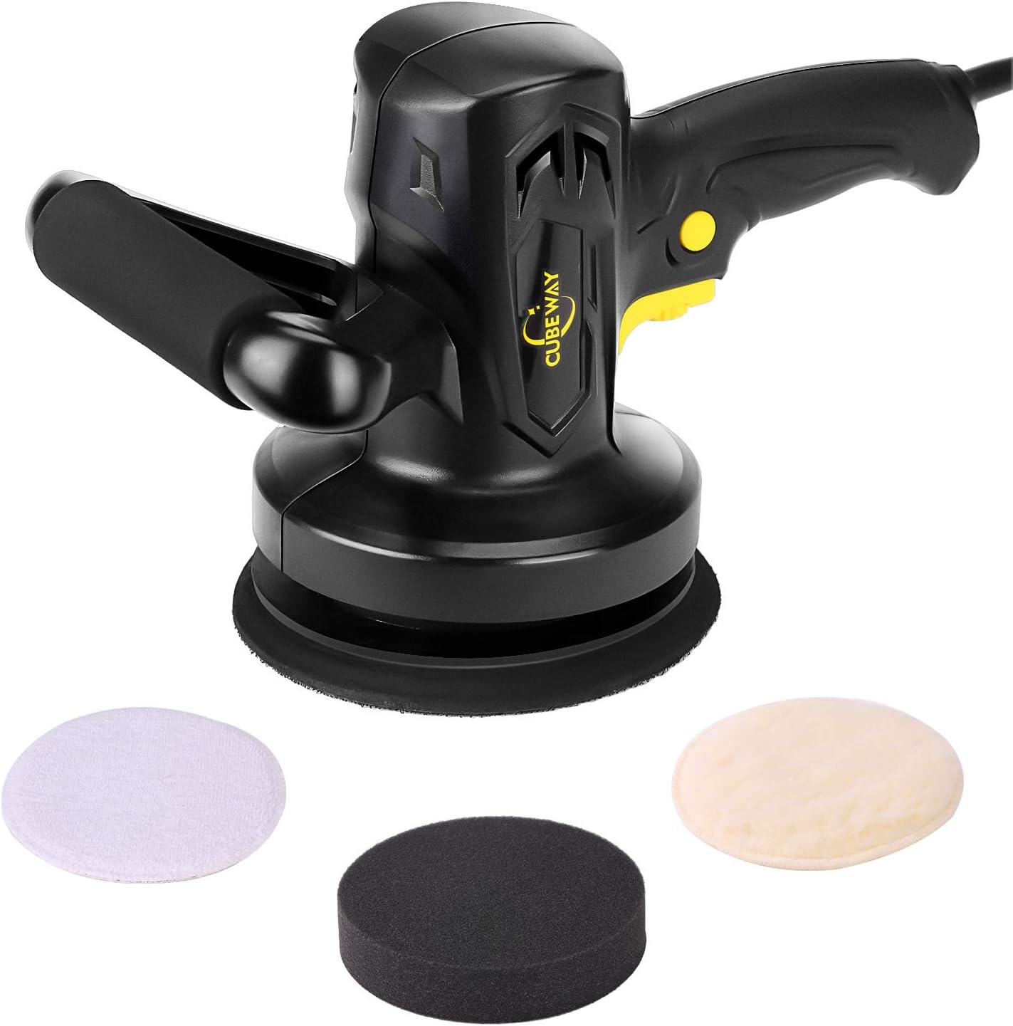 Buffer Polisher, 6-inch Electric Variable Speed Car Buffer and Polisher, Dual Action Random Orbital Polisher Kit with 3 Pads for Polishing and Waxing, CUBEWAY
