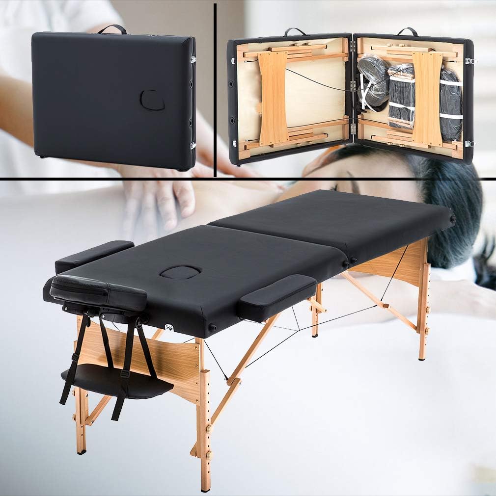 Massage Table Portable Massage Bed Spa Bed 73 Inches Long 28 Inchs Wide Hight Adjustable Massage Table 2 Folding Massage Bed Spa Bed Facial Cradle Salon Bed W/Carry Case: Health & Personal Care