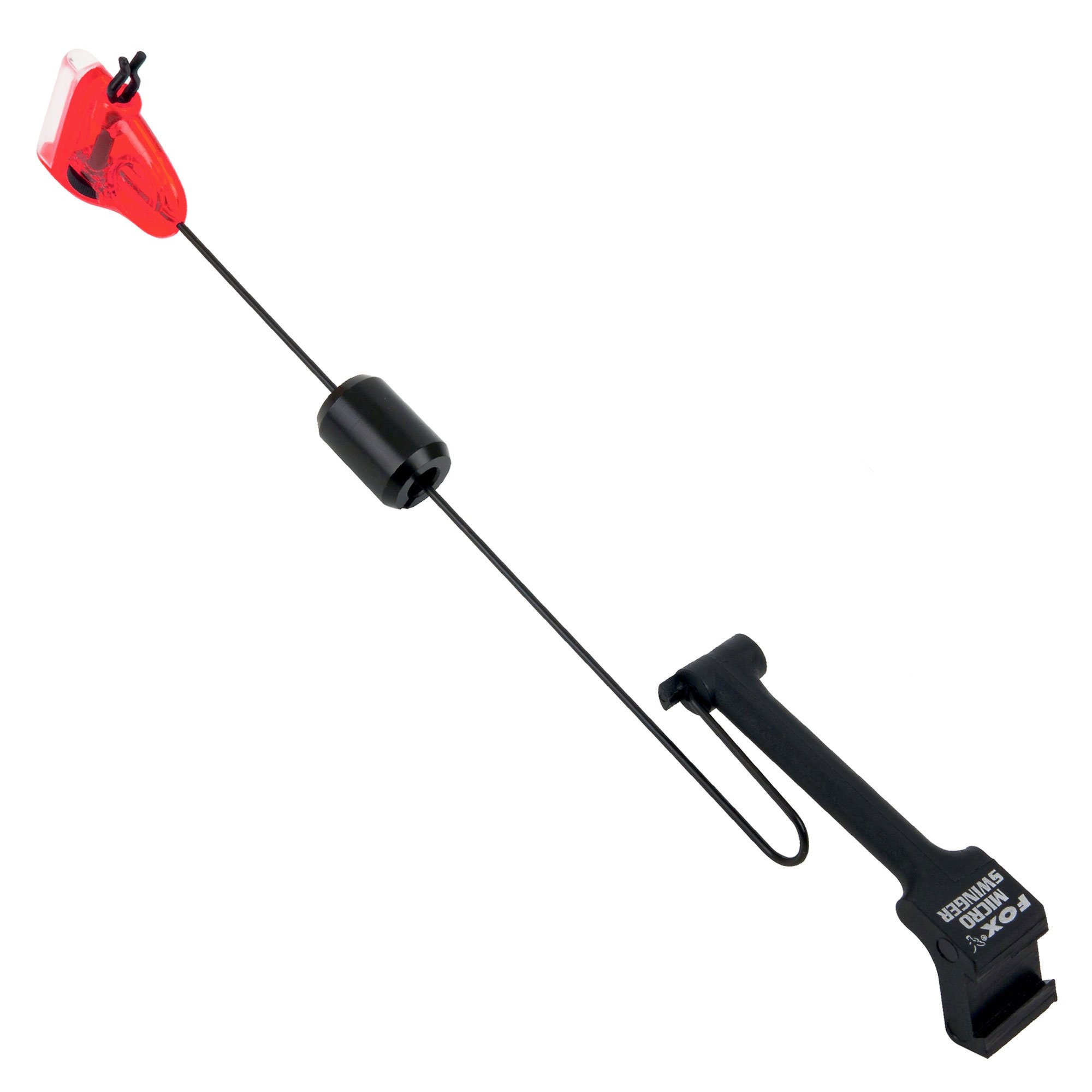 Fox Micro Swinger Bite Alarm - Pedal Bite Alarm for Carp Fishing, Choice of Colours: Red, Green, Orange, Blue or Black, Sliding Weight and Easy to Assemble, Colour: Red
