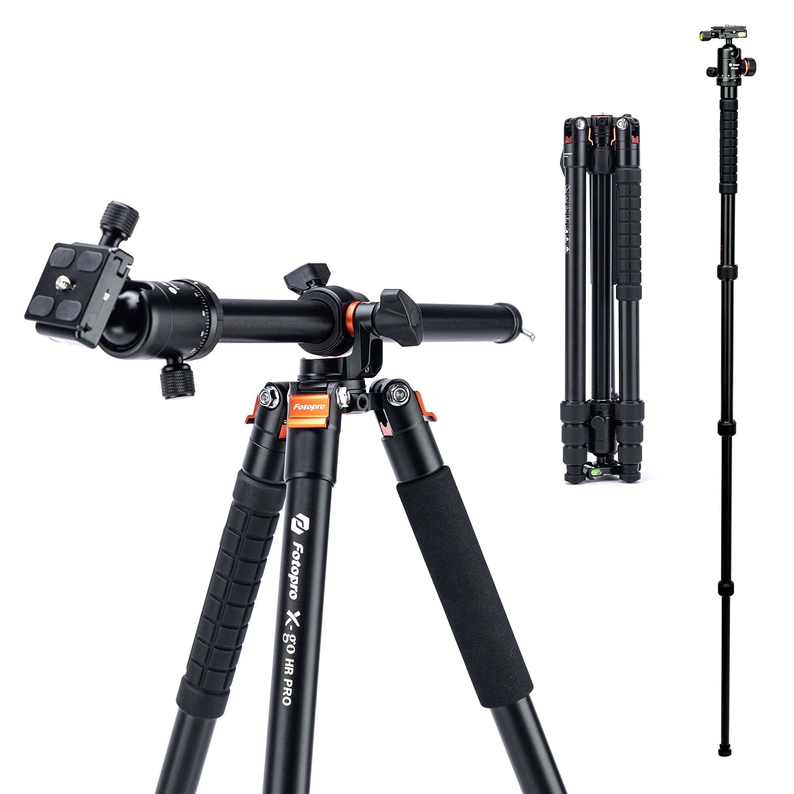 Photo 1 of Fotopro Horizontal Camera Tripod 75 Inch Aluminum 360 Degree Ball Head Quick Release Plate DSLR Tripod for Travel Camera Video Camcorder