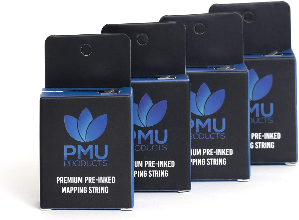 PMU THE ORIGINAL Pre-Inked Microblading String for Brow Mapping - Measuring Tool for Marking Symmetrical Eyebrows (Pack of 4)