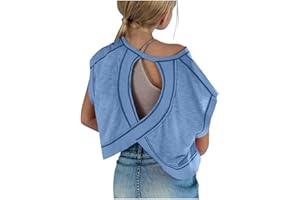 nhApmj Back to School Clothes for Teen Girls Cute Preppy Short Sleeve Open Back Gym Shirts Backless Yoga Workout Crop Tees