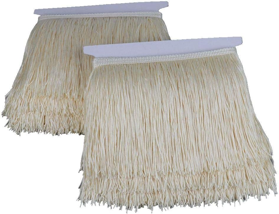 Fringe Trim Lace Polyerter Fibre Tassel 6inch Wide 10 Yards Long for Clothes Accessories Latin Wedding Dress DIY Lamp Shade Decoration Off-White Cream White