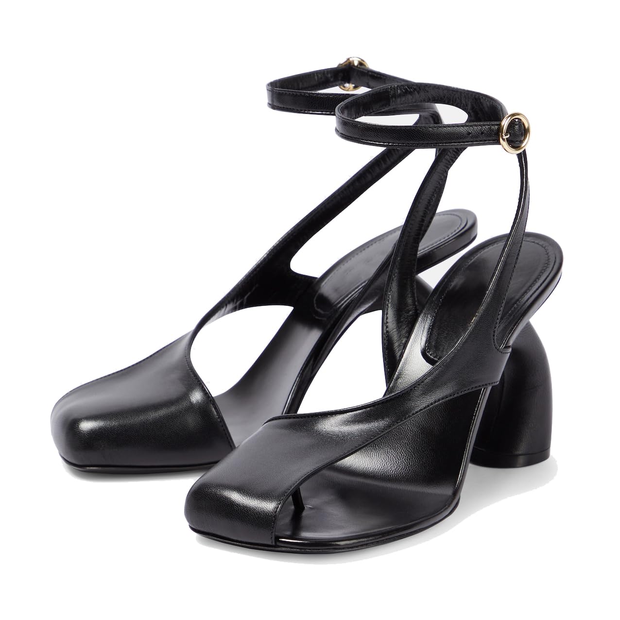 Photo 1 of Vertundy Women's Flip Flop Heels High Heeled Sandals Leather Chunky Square Toe Adjustable Ankle Strap Buckle Dress Fashion Party Thong Heeled Black Sandals